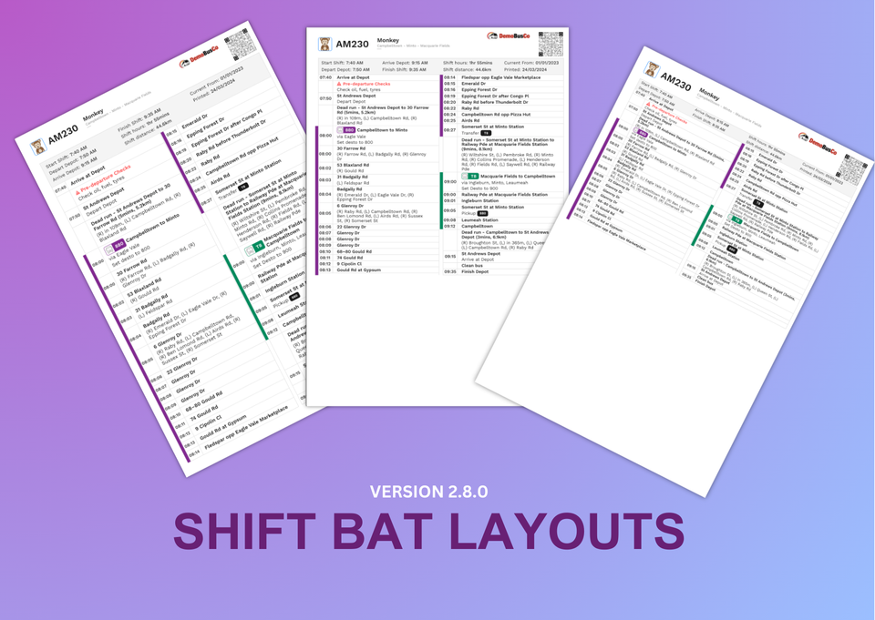 Shift Bat Printing Layouts + More